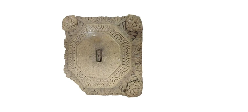 Antique stone capital decorated with plant and floral motifs, 19th century