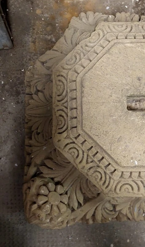 Antique stone capital decorated with plant and floral motifs, 19th century