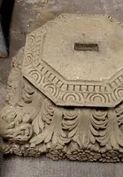 Antique stone capital decorated with plant and floral motifs, 19th century