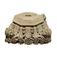 Antique stone capital decorated with plant and floral motifs, 19th century