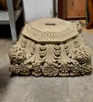 Antique stone capital decorated with plant and floral motifs, 19th century