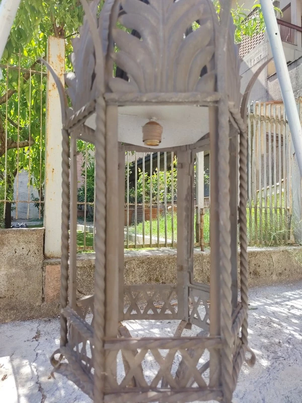 Antique wrought-iron hanging lantern. Tuscany, 19th century