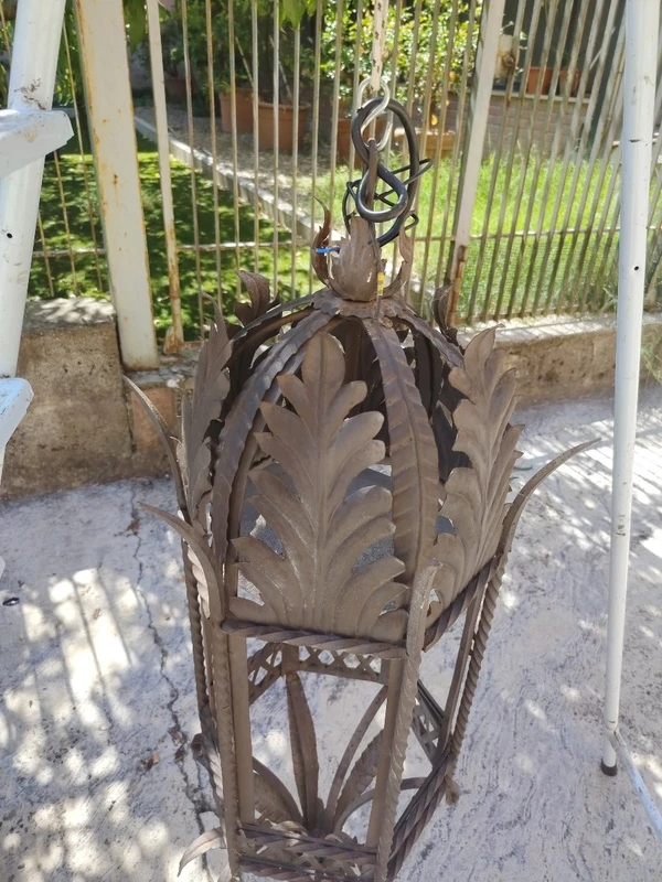 Antique wrought-iron hanging lantern. Tuscany, 19th century