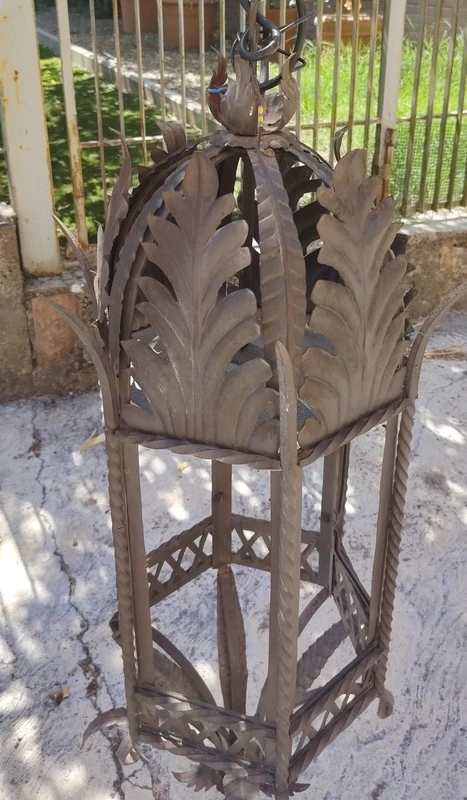 Antique wrought-iron hanging lantern. Tuscany, 19th century