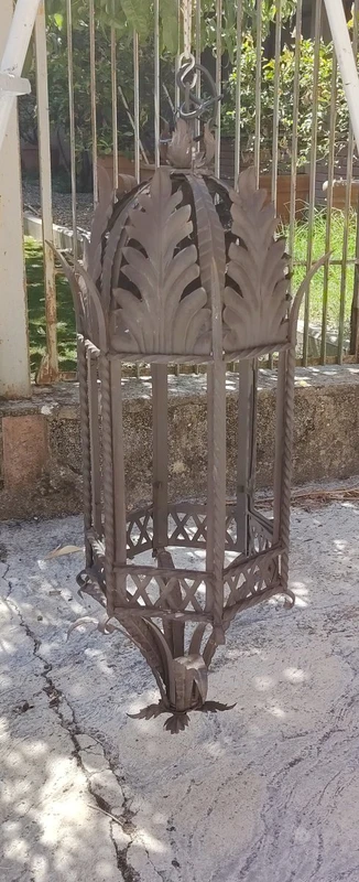 Antique wrought-iron hanging lantern. Tuscany, 19th century