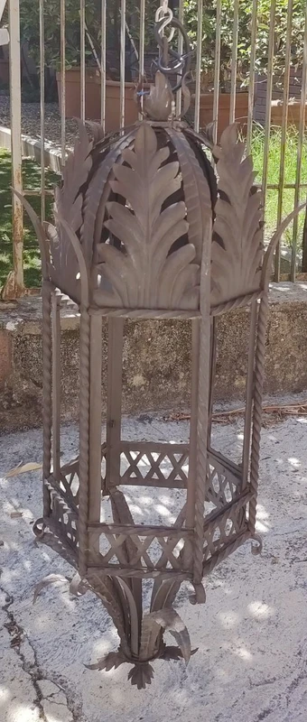 Antique wrought-iron hanging lantern. Tuscany, 19th century