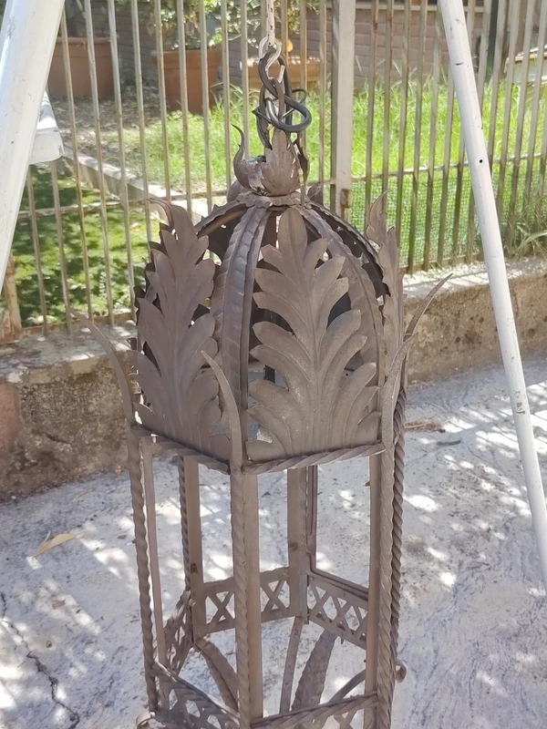 Antique wrought-iron hanging lantern. Tuscany, 19th century
