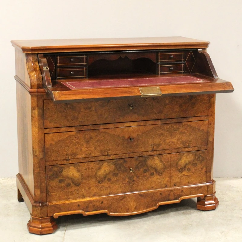 Ancienne commode à abattants de style Louis-Philippe en noyer, XIXe siècle