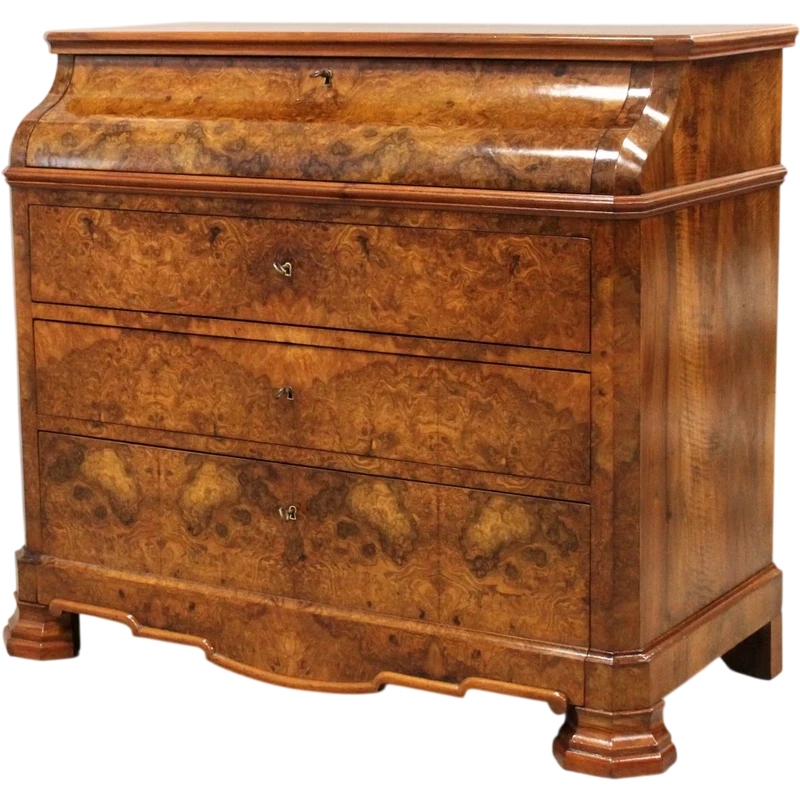 Ancienne commode à abattants de style Louis-Philippe en noyer, XIXe siècle