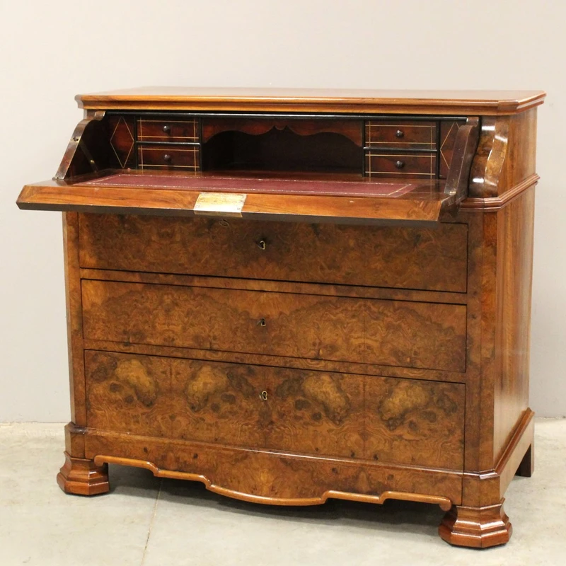 Ancienne commode à abattants de style Louis-Philippe en noyer, XIXe siècle