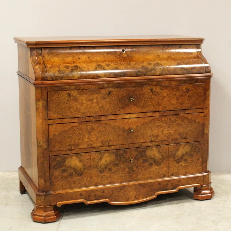 Ancienne commode à abattants de style Louis-Philippe en noyer, XIXe siècle