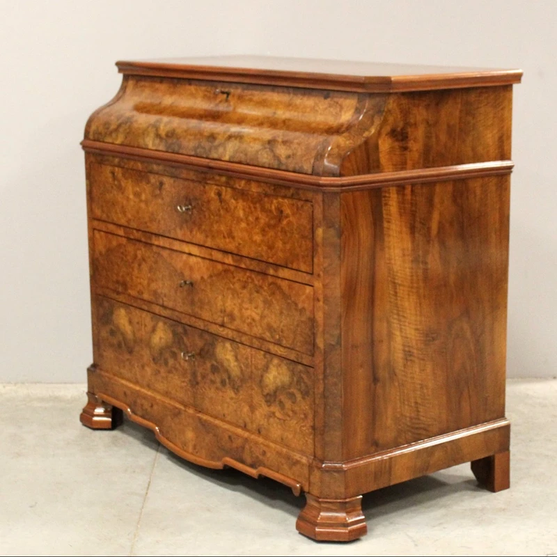 Ancienne commode à abattants de style Louis-Philippe en noyer, XIXe siècle