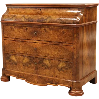 Ancienne commode à abattants de style Louis-Philippe en noyer, XIXe siècle