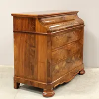 Ancienne commode à abattants de style Louis-Philippe en noyer, XIXe siècle