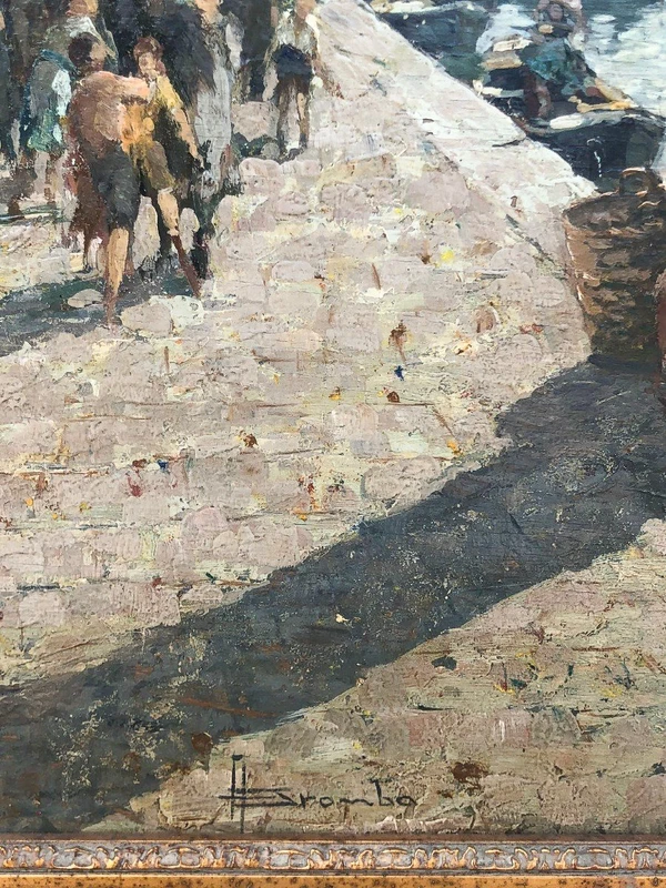 Angelo Brombo (1893-1962) – Scène de marché à Chioggia