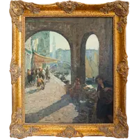 Angelo Brombo (1893-1962) – Scène de marché à Chioggia