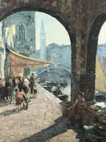 Angelo Brombo (1893-1962) – Scène de marché à Chioggia
