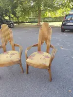 A pair of original 1970s Italian-designed armchairs made of bent bamboo,