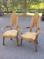 A pair of original 1970s Italian-designed armchairs made of bent bamboo,