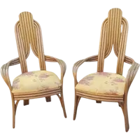 A pair of original 1970s Italian-designed armchairs made of bent bamboo,