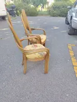 A pair of original 1970s Italian-designed armchairs made of bent bamboo,