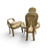 A pair of original 1970s Italian-designed armchairs made of bent bamboo,