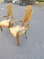 A pair of original 1970s Italian-designed armchairs made of bent bamboo,