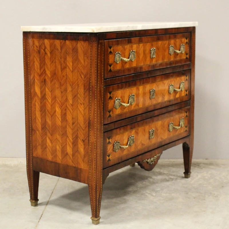 Antique Louis XVI-style inlaid chest of drawers, 18th century