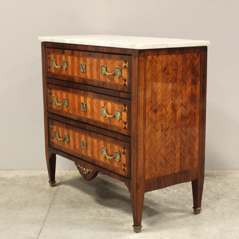 Antique Louis XVI-style inlaid chest of drawers, 18th century