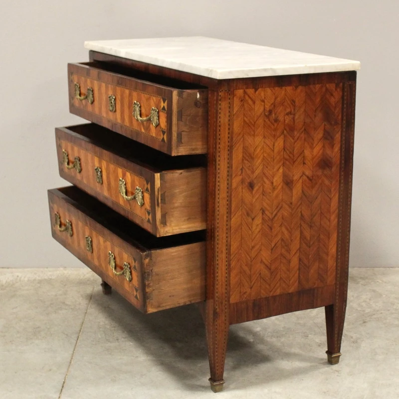 Antique Louis XVI-style inlaid chest of drawers, 18th century