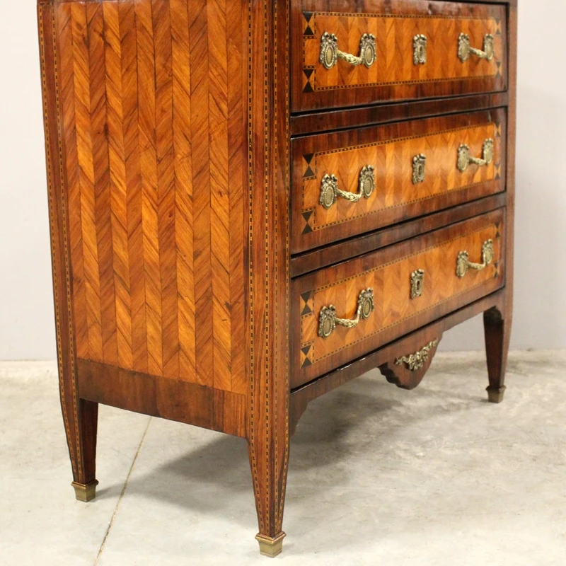 Antique Louis XVI-style inlaid chest of drawers, 18th century