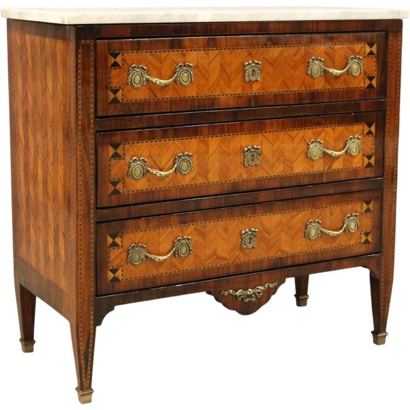 Antique Louis XVI-style inlaid chest of drawers, 18th century