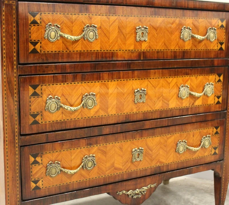 Antique Louis XVI-style inlaid chest of drawers, 18th century
