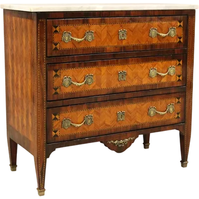 Antique Louis XVI-style inlaid chest of drawers, 18th century