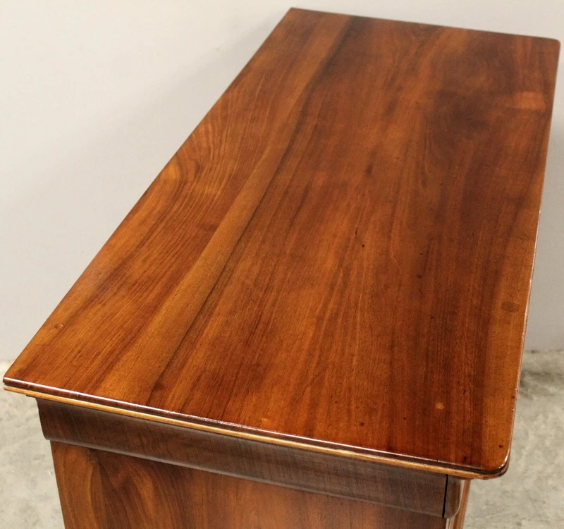 Antique 19th-century Luigi Filippo-style cappuccino-colored walnut chest of drawers