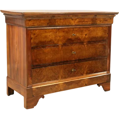 Antique 19th-century Luigi Filippo-style cappuccino-colored walnut chest of drawers