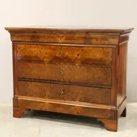Antique 19th-century Luigi Filippo-style cappuccino-colored walnut chest of drawers