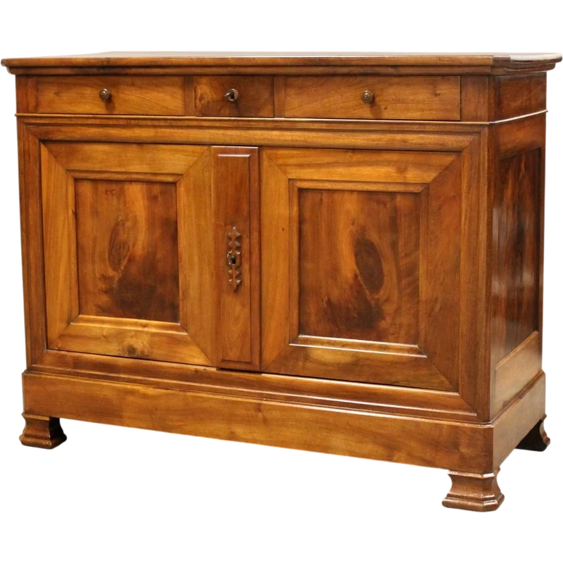 Ancien buffet Louis-Philippe en noyer, XIXe siècle