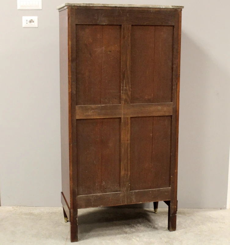 Ancienne commode à tiroirs de style Napoléon III, marquetée, XIXe siècle