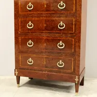 Ancienne commode à tiroirs de style Napoléon III, marquetée, XIXe siècle