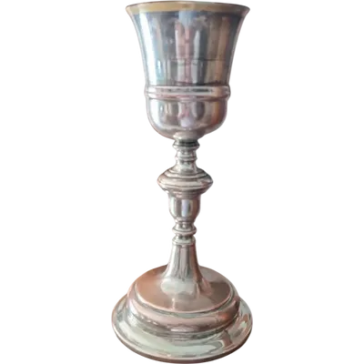 Antique Mass chalice made of copper and silver-plated brass