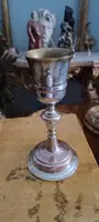 Ancien calice de messe en cuivre et laiton argenté