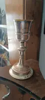 Ancien calice de messe en cuivre et laiton argenté