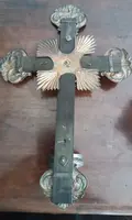 Antique crucifix and holy water font, made of silver, 19th century, Naples