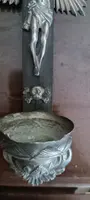 Antique crucifix and holy water font, made of silver, 19th century, Naples