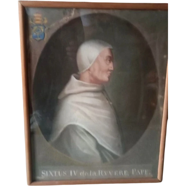 Antica tempera su carta  - ritratto di papa Sisto VI -XVIII secolo