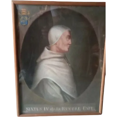 Ancienne tempera sur papier  - portrait du pape Sixte VI - XVIIIe siècle