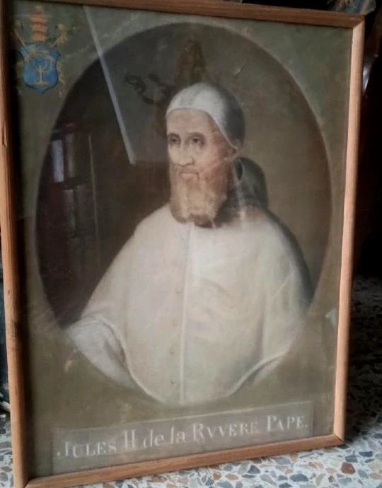Ancienne tempera sur papier  - portrait du pape Jules II - XVIIIe siècle