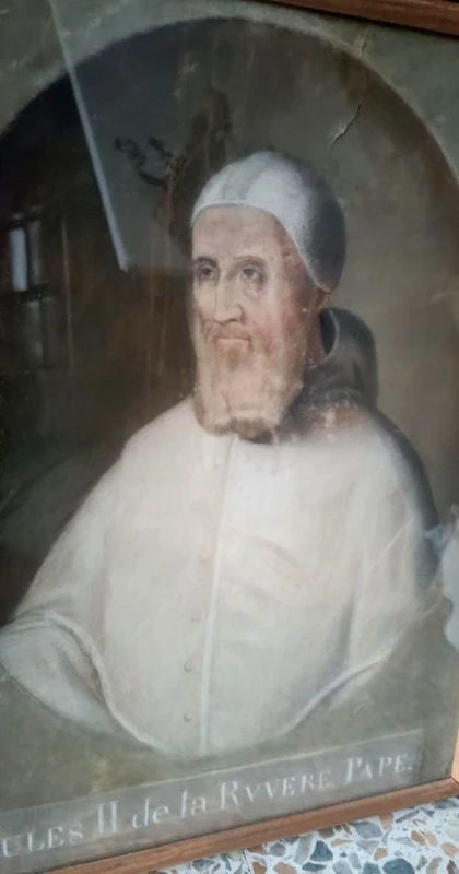 Ancienne tempera sur papier  - portrait du pape Jules II - XVIIIe siècle