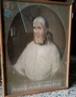 Ancienne tempera sur papier  - portrait du pape Jules II - XVIIIe siècle